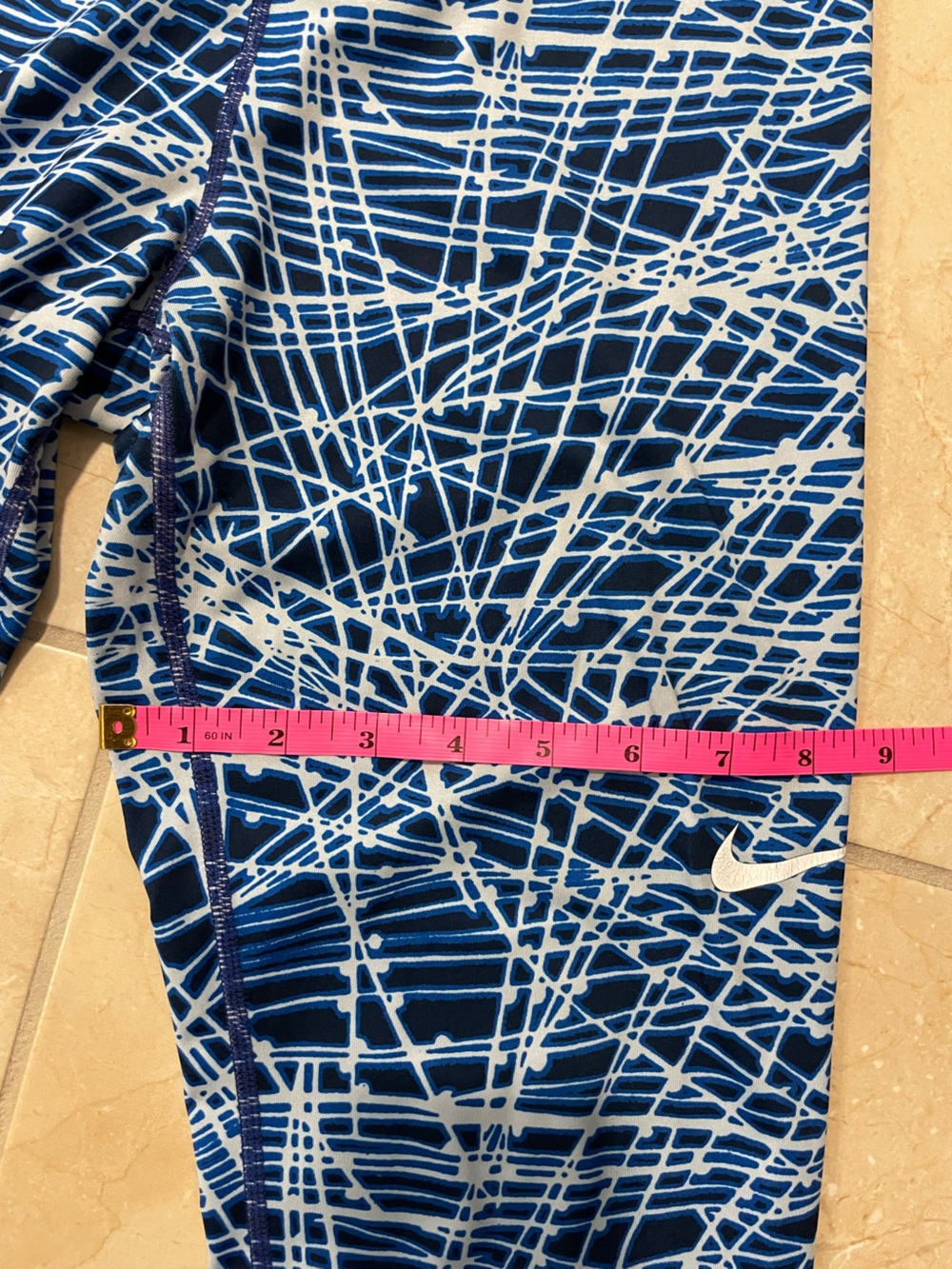 Nike Pro Blue and White Printed Compression Leggings - Picture 6 of 10